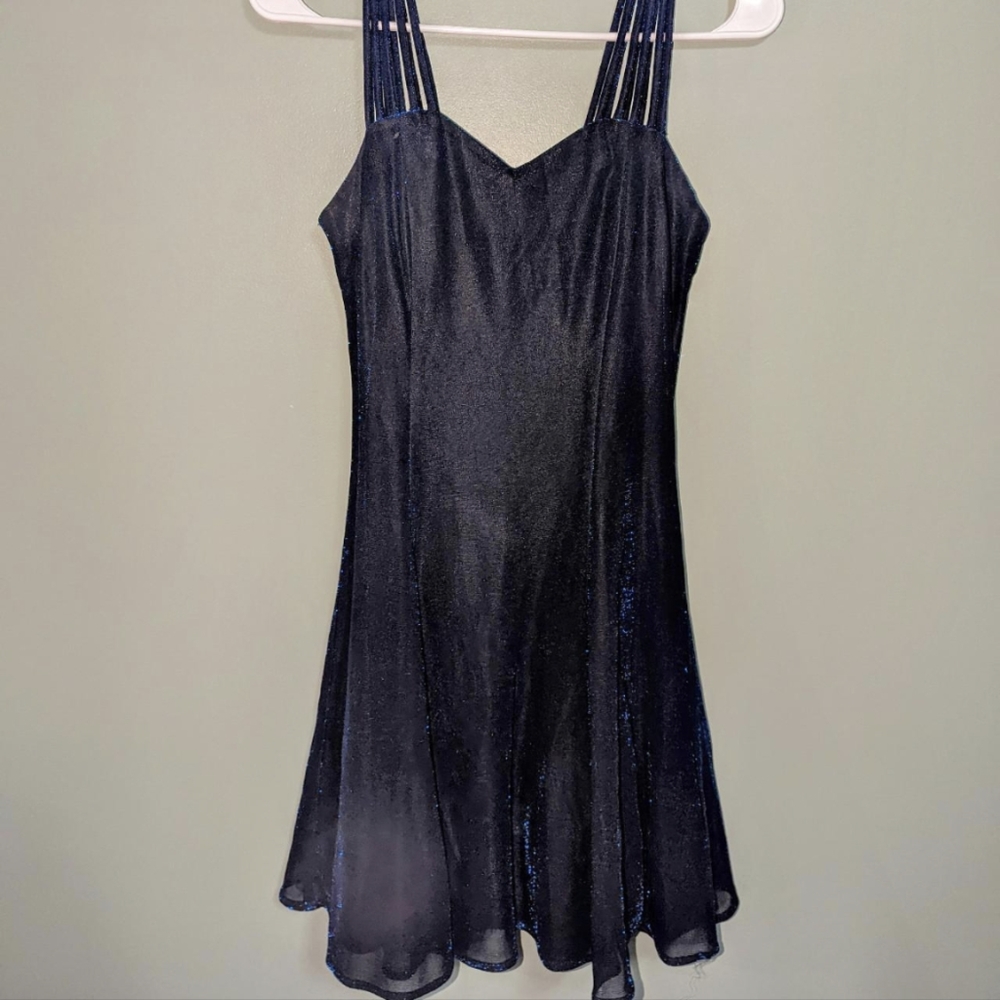 Shiny blue party dress